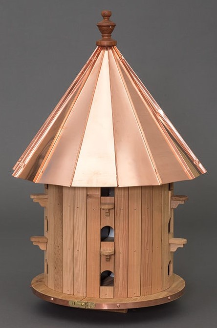 Amish Handmade Double Bluebird House – 2 Rooms, Copper Top, Post Mount – USA Made